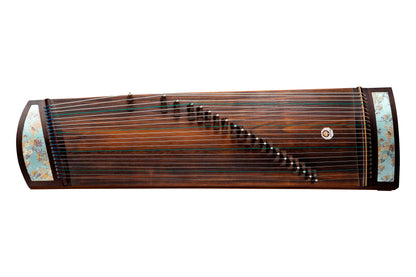 繁華盛 'Bustling Prosperity' 49.2'' (125cm) Travel Size Guzheng with Silk Brocade on Indian Rosewood 阔叶黄檀云锦工艺小筝