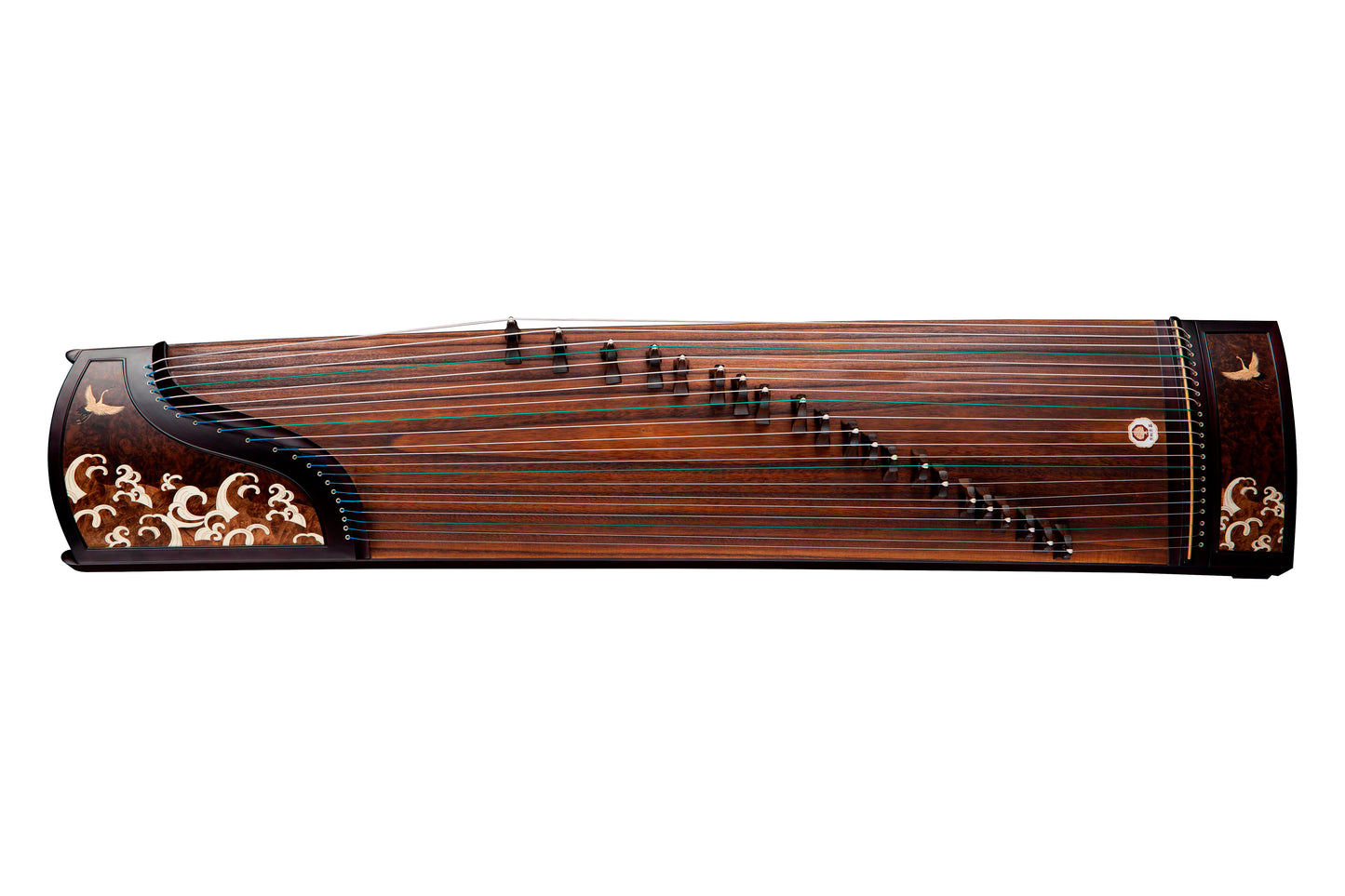 鶴舞 'Dancing Crane' Collector's Grade Guzheng with Wood and Mother of Pearl Inlay on Ebony 黑檀木皮彩贝镶嵌工艺收藏级古筝