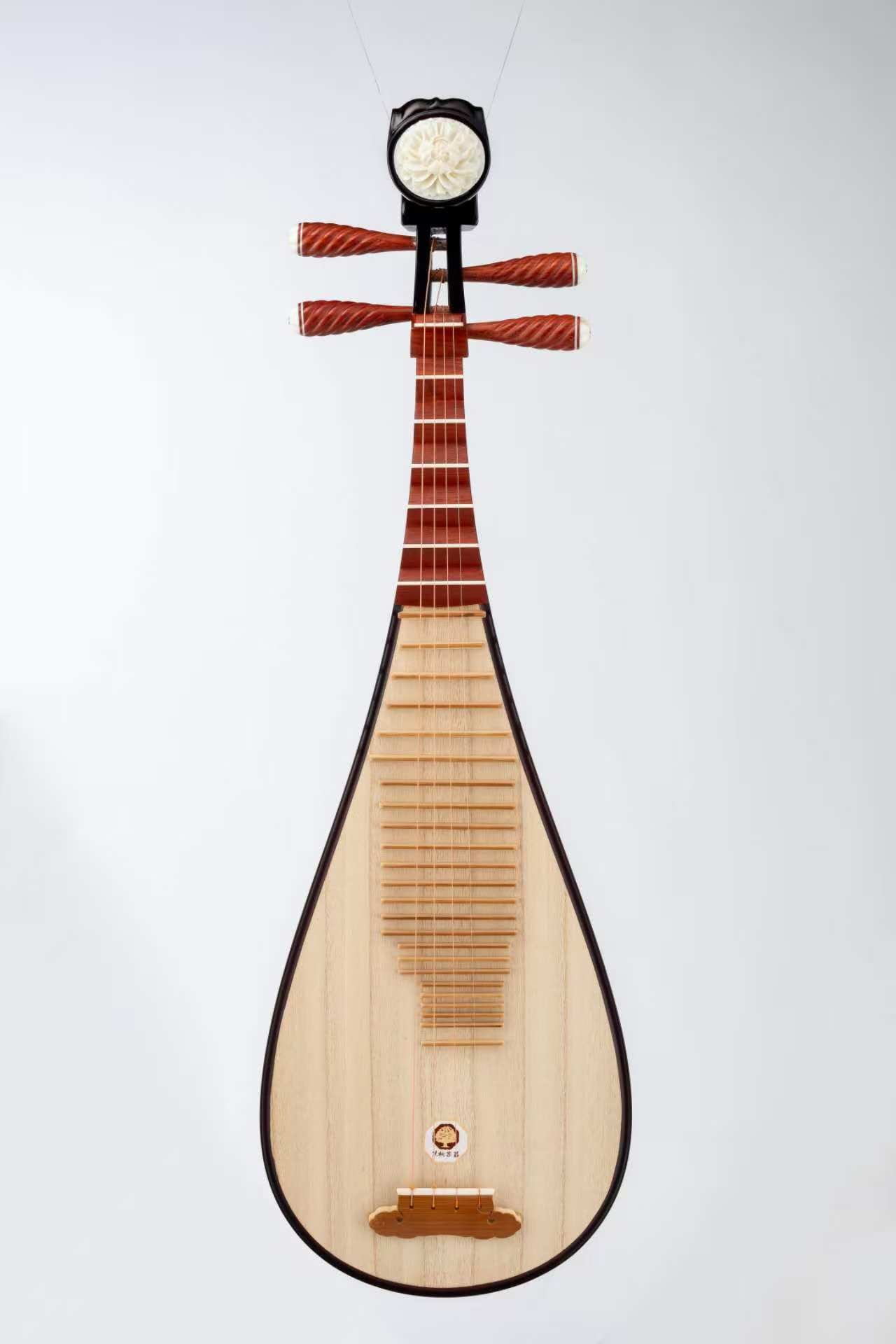 金花雕花花梨木琵琶 Golden-Flowers-Engraved Padauk Pipa with Rosewood Frets