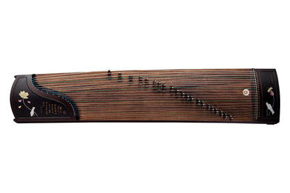 沉香 'Subtle Fragrance of Lotus' Concert Grade Guzheng with Mother of Pearl Inlay and Wood Carving on Indian Rosewood 阔叶黄檀贝雕雕刻演奏级古筝