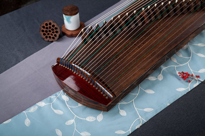 小唐 'Little Tang' 35.4'' (90cm) Travel Size Hand-Carved Hollowed-Out Guzheng with Decorative Burmese Teak Panel 金丝柚木素面挖筝小筝