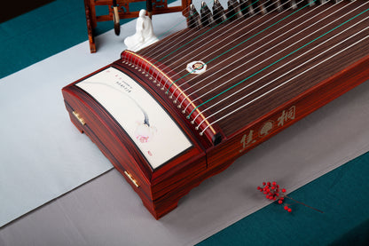 芙蕖 'Fu Qu the Lotus' Professional Collection Guzheng with Lacquer Painting on Cocobolo 酸枝木彩绘漆画精品系列古筝