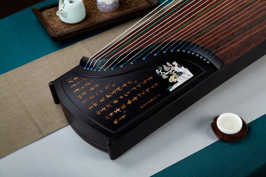 上善若水 'Be Water' Professional Collection Guzheng with Mother of Pearl Inlay and Wood Carving on Ebony 黑檀木贝雕雕刻精品系列古筝