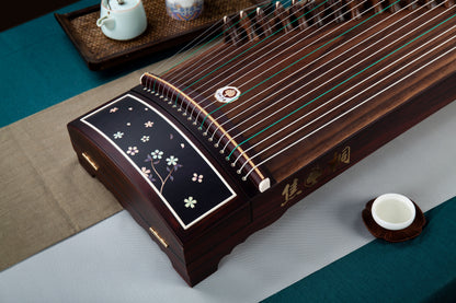 櫻花洛 ' Cherry Blossoms Blowing in the Wind' Professional Collection Guzheng with Lacquer Painting on Cocobolo 酸枝木彩绘漆画精品系列古筝