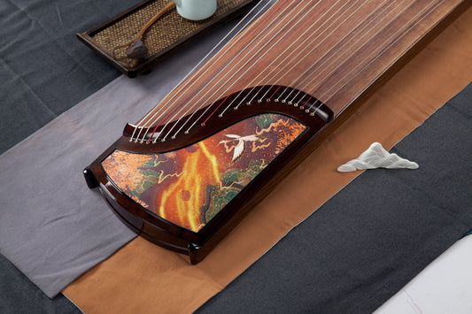 碧落雲鶴 'Crane Flying into the Sunset' Collector's Grade Guzheng with Piano Lacquer Finishing on Indian Rosewood 阔叶黄檀钢琴烤漆亮面收藏级古筝