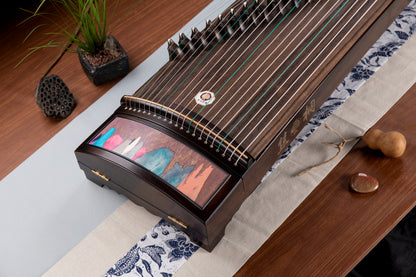 水墨丹青 'Ink Painting' Concert Grade Guzheng with Lacquer Painting on Indian Rosewood 阔叶黄檀彩绘漆画演奏级古筝