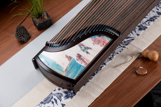 墨蘭 'Mountain River Ink Painting' Concert Grade Guzheng with Lacquer Painting on Indian Rosewood 阔叶黄檀彩绘漆画演奏级古筝