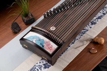 墨蘭 'Mountain River Ink Painting' Concert Grade Guzheng with Lacquer Painting on Indian Rosewood 阔叶黄檀彩绘漆画演奏级古筝