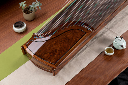 素月·厚 'Plain Cocobolo - Thick' Collector's Grade Guzheng with Piano Lacquer Finishing on Cocobolo 酸枝木钢琴烤漆亮面收藏级古筝