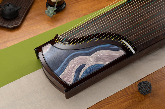 流砂 'Running Sand' Collector's Grade Guzheng with Rock Pigment Coloring and Piano Laquer Finishing on Burmese Teak 金丝柚木岩彩工艺钢琴烤漆亮面收藏级古筝