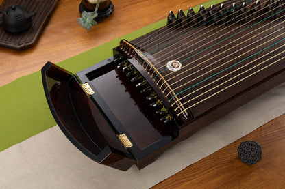 流砂 'Running Sand' Collector's Grade Guzheng with Rock Pigment Coloring and Piano Laquer Finishing on Burmese Teak 金丝柚木岩彩工艺钢琴烤漆亮面收藏级古筝