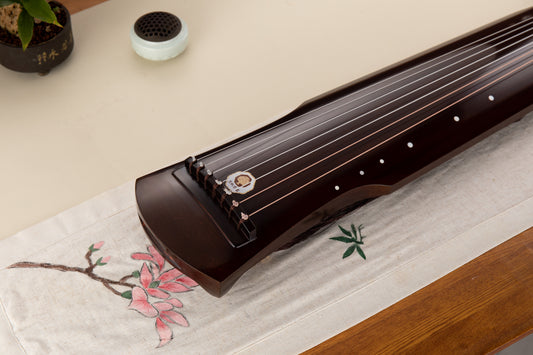 栗色伏羲桐木古琴(桐木底板) Chestnut-Colored Fuxi-Style Chinese Paulownia Guqin (Paulownia Bottom Board)