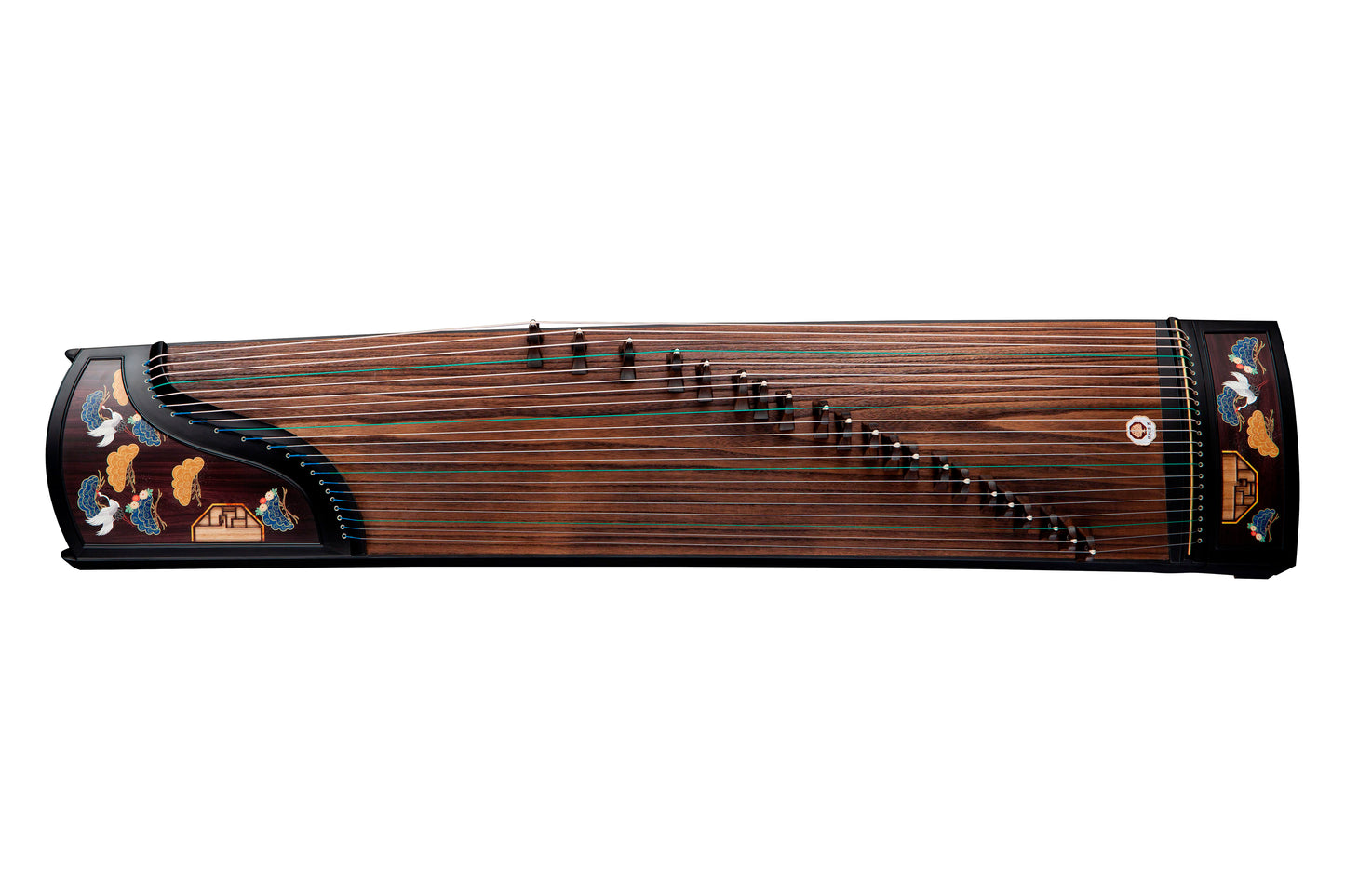 鶴舞祥雲 ‘Cranes Dancing among Auspicious Clouds’ Professional Collection Guzheng with Painted Wood Cut-Outs on Ebony 黑檀木镂空彩绘精品系列古筝