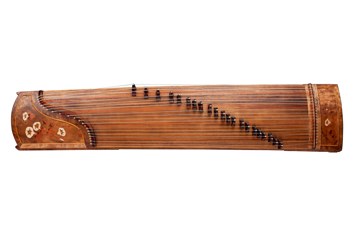 朝顏 'Morning Glory' Collector's Grade Guzheng with Wood and Mother of Pearl Inlay on Burmese Teak 金丝柚木木皮彩贝镶嵌工艺收藏级古筝