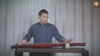紫檀黑红伏羲古琴 Red-Tinted Dark-Colored Fuxi-Style Premium Chinese Fir Guqin with Red Sandalwood Bridge